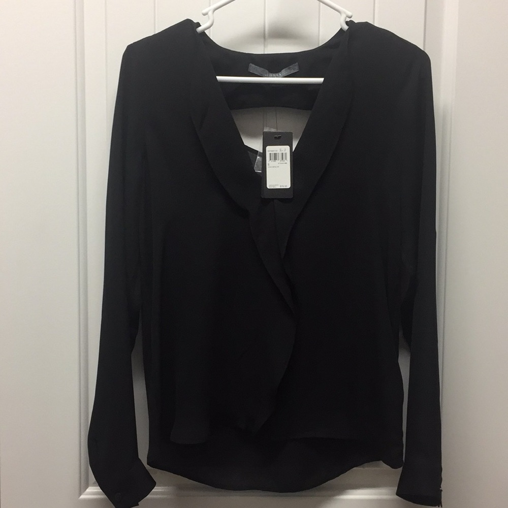 Guess long sleeve detail top Black Small